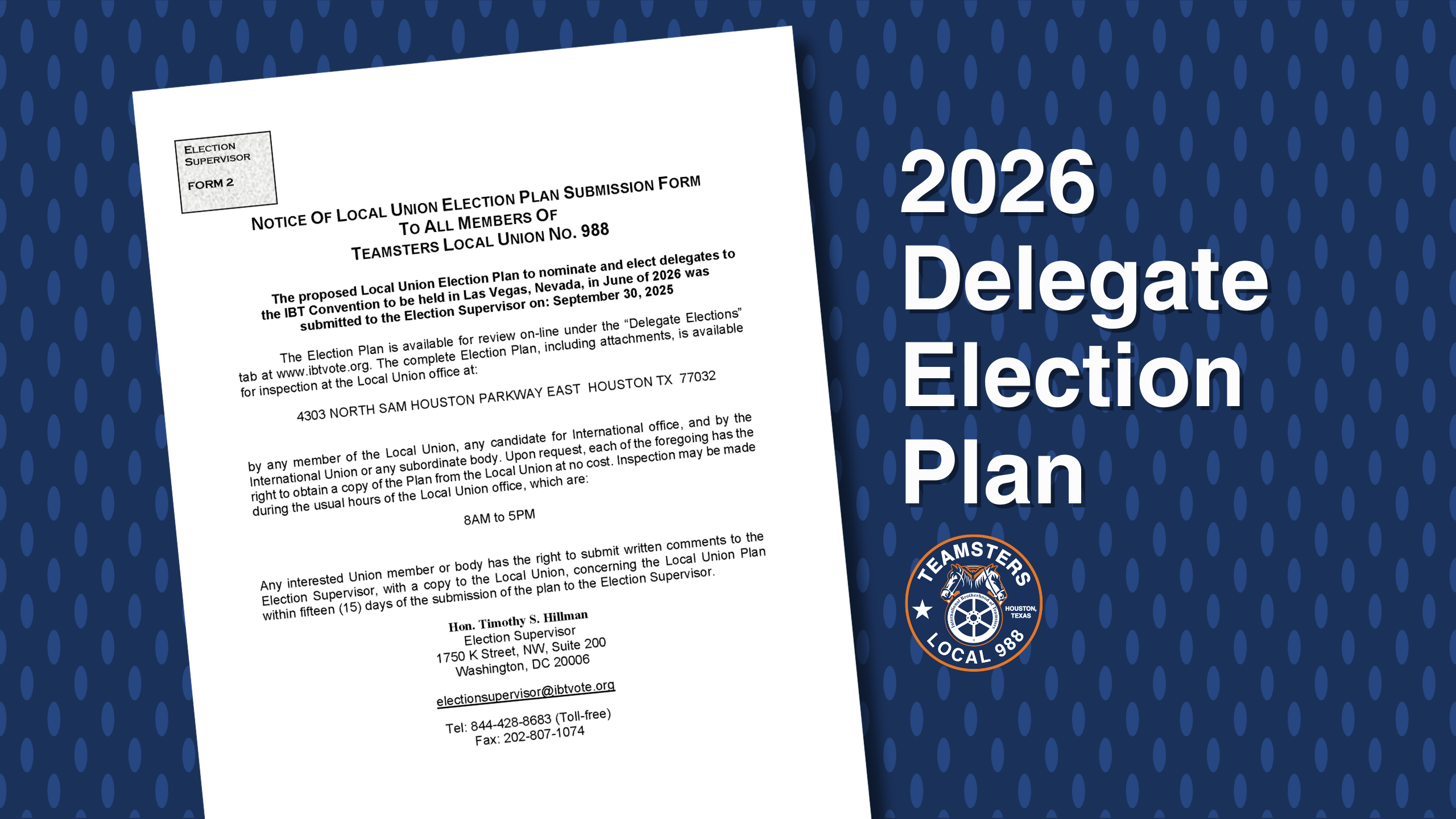 Local 988 Election Plan